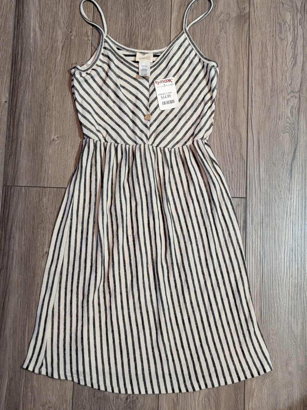 Caution To The Wind Navy Blue And Cream Striped Spaghetti Strap Dress -Brand New